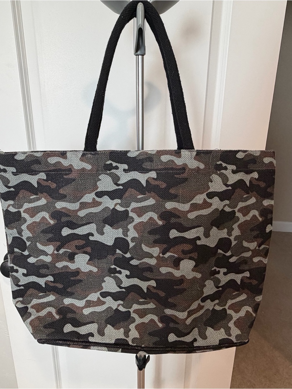 Canvas Camo Tote Bag - Black/Brown Camo